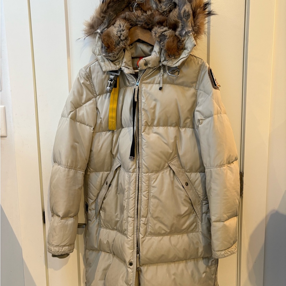 Parajumpers Beige Puffer Jacket with Fur Hood